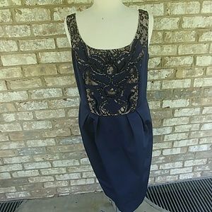 City Chic, Dk Blue & Black Lace dress, XS(14)